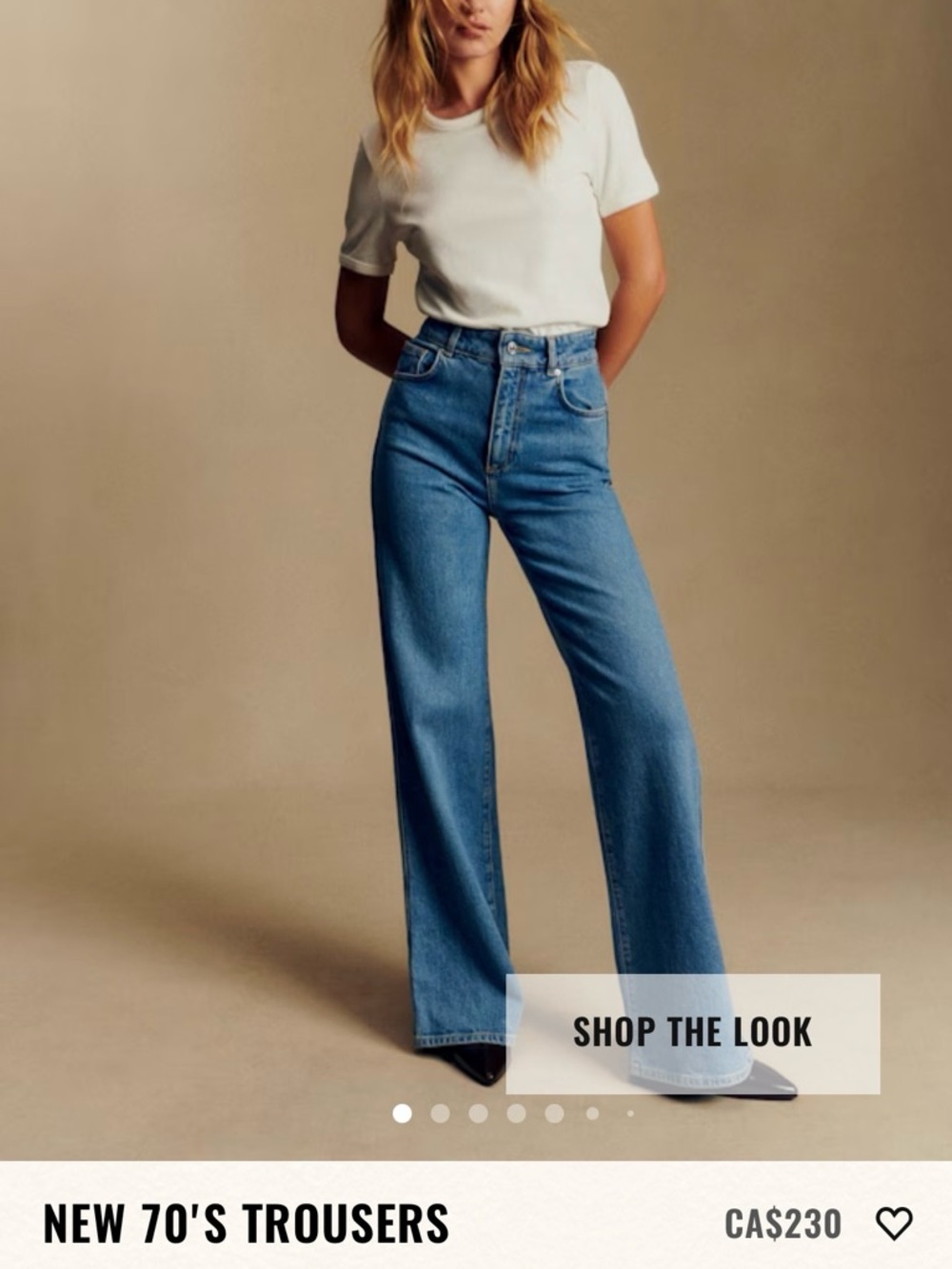 NWOT Sezane New 70s Trousers Vintage-Inspired Wide-Leg Jeans in Medium Blue